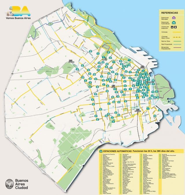 Buenos Aires bike lane map