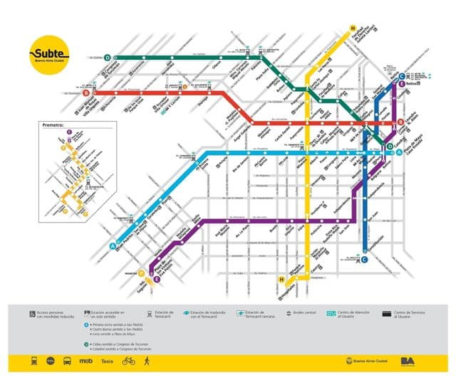 Buenos Aires metro stations map