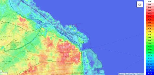 Buenos Aires elevation map